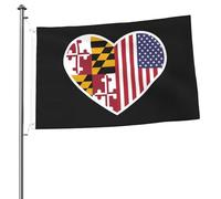 Drapeaux « J'aime l'Amérique et le Maryland » pour l'extérieur, bannière robuste double face de 2 x 3 pieds, pour la maison, la cour, le festival, la décoration de jardin extérieur, drapeau de bienven