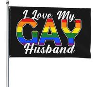 Drapeaux « J'aime mon mari gay » 4 x 6 pieds Bannière Patio Pelouse et jardin Décoration extérieure Drapeaux Couleurs vives et résistant à la décoloration