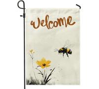 Drapeaux japonais d'abeilles 30,5 x 45,7 cm double face pour extérieur, style Aisa en toile de jute standard, drapeaux de pelouse, fleurs, arrière-cour, petites maisons, décoration extérieure