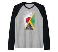 Drapeaux Japonais et jamaïcains - Japonais jamaïcain Manche Raglan