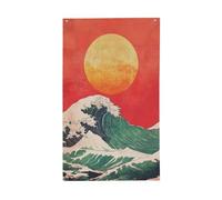 Drapeaux japonais The Sun Rising Over Waves - 9,1 x 1,5 m - Avec œillets - Décoration d'intérieur ou d'extérieur