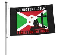 Drapeaux « Je soutiens le drapeau du Burundi et je m'agenouille pour la croix » pour l'extérieur, bannière robuste double face de 2 x 3 pieds, pour la maison, la cour, le festival, la décoration extér