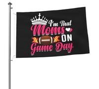 Drapeaux « Je suis cette maman le jour du match » pour l'extérieur, bannière robuste double face de 2 x 3 pieds, pour la maison, la cour, le festival, la décoration de jardin extérieur, drapeau de bie