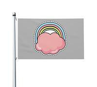 Drapeaux Jolis Nuages Rainbow Drapeau De Jardin 150X90Cm | Drapeau Avec Œillets Décoratif Drapeaux De Maison Pour Vacances Dortoirs Plage Bannières