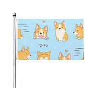 Drapeaux Kawaii Corgi Chien Mignon 152 cm x 91 cm avec œillets, en polyester personnalisable