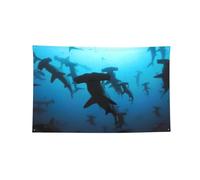 Drapeaux lavables à motif requins marteaux, décorations de fête faciles à accrocher, bannières murales pour chambre et dortoir
