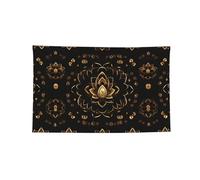 Drapeaux lavables avec impression de fleurs de lotus dorées - Décorations de fête faciles à accrocher - Bannières murales pour chambre et dortoir