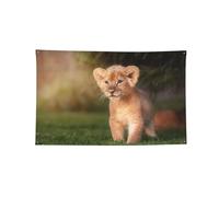 Drapeaux lavables avec impression lion - Décorations de fête faciles à accrocher - Bannières murales pour chambre et dortoir