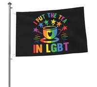 Drapeaux LGBT « J'ai mis le th頻 pour l'extérieur, bannière robuste double face de 2 x 3 pieds, pour la maison, la cour, le festival, la décoration extérieure du jardin, drapeau de bienvenue