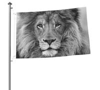Drapeaux Lion Noir et Blanc 90 x 60 cm avec œillets, mâts de drapeau de jardin personnalisés