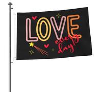 Drapeaux « Love Every Day » pour l'extérieur, bannière robuste double face de 2 x 3 pieds, pour la maison, la cour, le festival, la décoration de jardin extérieur, drapeau de bienvenue