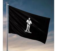 Drapeaux « Man Cave » « A Gentleman In A White Suit Standing Confidently Against A Black Background. Flag » Décoration de chambre de filles Drapeaux amusants (152 x 244 cm)