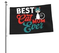 Drapeaux « Meilleurs mamans de chats » pour l'extérieur, bannière robuste double face de 6 x 9 cm, pour la maison, la cour, le festival, le jardin extérieur, décoration, drapeau de bienvenue