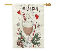 Drapeaux « Merry Christmas Candy Coffee House » - 71,1 x 101,6 cm - Double face pour l'extérieur - Toile verticale standard - Pour maison, vacances, Nouvel An, cour, arrière-cour