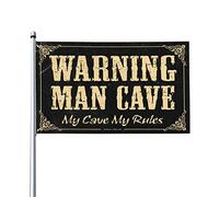 Drapeaux mignons pour adolescentes et filles Avertissement Man Cave My Cave My Rules Drapeau Hommes Stuff Cool Flags Room Guys (60 x 90 cm)