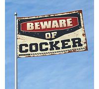 Drapeaux mignons pour chambre d'adolescentes et de filles avec inscription « Beware of cocker » - Drapeaux cool pour hommes (152 x 244 cm)