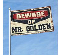Drapeaux mignons pour chambre d'adolescentes et de filles avec inscription « Beware of Mr. » Drapeau d'or pour hommes Stuff Cool Flags Room Guys (152 x 244 cm)