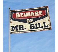 Drapeaux mignons pour chambre d'adolescentes et de filles avec inscription « Beware of Mr. Gill » - Drapeaux cool pour chambre d'étudiant (30 x 45 cm)