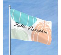 Drapeaux mignons pour chambre d'adolescentes et de filles - Style dessiné à la main - Drapeau citrouille Hello - 1 drapeau cool pour chambre d'étudiant - 152 x 244 cm