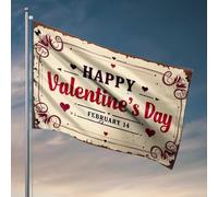 Drapeaux mignons pour chambre d'adolescentes vintage pour la Saint-Valentin le 14 février - Drapeau décoratif de jardin (152 x 244 cm)