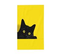 Drapeaux minimalistes de chat noir aux yeux jaunes, bannière de vœux de saison de 91 x 152 cm avec œillets, décoration d'intérieur et d'extérieur