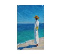 Drapeaux minimalistes de cowgirl côtière, plage, océan, bleu, cour, maison, 9,1 x 1,5 m, bannière de vœux avec œillets, décoration d'intérieur et d'extérieur