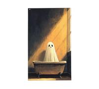 Drapeaux minimalistes de jardin fantôme mignon dans la baignoire, 9,1 x 1,5 m, bannière de vœux avec œillets, décoration d'intérieur et d'extérieur