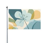 Drapeaux minimalistes en forme de fleurs bleu clair et vert, 91 x 152 cm, bannière de vœux avec œillets, décoration d'intérieur ou d'extérieur
