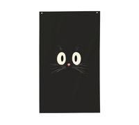 Drapeaux minimalistes en forme de tête de chat noir, 91 x 152 cm, bannière de vœux avec œillets, décoration d'intérieur et d'extérieur