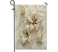 Drapeaux modernes en marbre hémérocalle - 30,5 x 45,7 cm - Double face pour décoration extérieure - Nobby - Motif floral - Petits drapeaux de maison en toile de jute pour l'extérieur