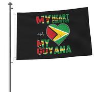 Drapeaux Mon cœur, mon pays, ma Guyane pour l'extérieur 2 x 3 pieds, bannière robuste double face pour la maison, la cour, le festival, la décoration de jardin extérieur, drapeau de bienvenue