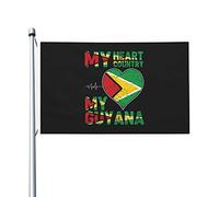 Drapeaux « Mon cœur, mon pays, ma Guyane » pour l'extérieur, 90 x 150 cm, double face, en polyester robuste, pour la maison, la cour, le festival, la décoration de jardin extérieur, les drapeaux de bi