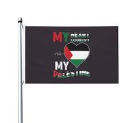 Drapeaux « Mon cœur, mon pays, ma Palestine » pour l'extérieur, 90 x 150 cm, double face, en polyester robuste, pour la maison, la cour, le festival, la décoration de jardin extérieur, les drapeaux de