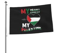 Drapeaux « Mon cœur, mon pays, ma Palestine » pour l'extérieur, bannière robuste double face de 2 x 3 pieds, pour la maison, la cour, le festival, la décoration extérieure du jardin, drapeau de bienve