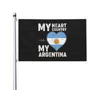 Drapeaux « Mon cœur, mon pays, mon Argentine » pour l'extérieur, 90 x 150 m, double face, en polyester robuste, pour la maison, la cour, le festival, la décoration de jardin extérieur, les drapeaux de