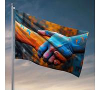 Drapeaux muraux amusants à deux mains se tenant mutuellement, recouverts de peinture colorée. Drapeau décoration de chambre d'université pour gars Accessoires de bar pour maman (120 x 180 cm)