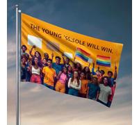 Drapeaux muraux amusants avec des jeunes voix qui mènent le changement - Drapeaux de dortoir pour filles - Décoration de cour d'automne (120 x 180 cm)