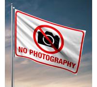 Drapeaux muraux amusants avec panneau d'avertissement « No Photography » - Décoration extérieure - Accessoires de terrasse et de bar (60 x 90 cm)