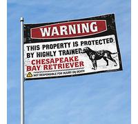 Drapeaux muraux amusants avertissant que cette propriété est protégée par un drapeau de Chesapeake Bay Retriever hautement qualifié pour adolescents (120 x 180 cm)