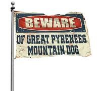 Drapeaux muraux amusants « Beware of Great Pyrénées » - Drapeau de chien de montagne pour adolescents - Drapeaux de chambre pour garçons (152 x 244 cm)