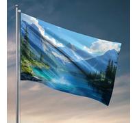 Drapeaux muraux amusants - Lac serein au milieu des montagnes majestueuses - Décoration de bar pour la maison (60 x 90 cm)