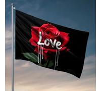 Drapeaux muraux amusants Love In Bloom : une rose rouge en forme de cœur fondant, décoration de bar pour la maison (30 x 45 cm)