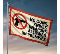Drapeaux muraux amusants « No Guns, Knives, Weapons Allowed » - Décoration de bar pour la maison (152 x 244 cm)