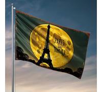 Drapeaux muraux amusants nuits parisiennes : une aventure pleine lune à Tahrir drapeau carré drapeaux de dortoir pour gars drapeaux pour gars (120 x 180 cm)