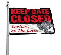 Drapeaux muraux amusants « Please Close The Gate Tortue On The Gate » - Drapeaux de chambre pour adolescents (30 x 45 cm)