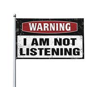 Drapeaux muraux amusants « Warning I'm Not Listening » - Drapeaux de chambre pour adolescents (30 x 45 cm)