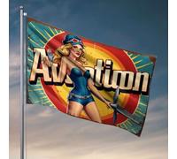 Drapeaux muraux pour garçons aviation pin-up fille drapeau hiver maison drapeau chambre peluche (152 x 244 cm)