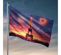 Drapeaux muraux pour garçons Nuit parisienne : Tour Eiffel avec feux d'artifice Drapeaux fanions Décoration de campagne extérieur (120 x 180 cm)