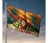 Drapeaux muraux pour gars Abasco sauce piquante : un voyage culinaire vers le paradis des huîtres drapeau occidental décoration de la maison extérieure bar (60 x 90 cm)