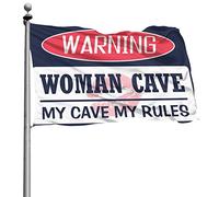 Drapeaux muraux pour gars Avertissement Femme Cave My Cave My Rules Drapeaux cool pour garçons Drapeaux pour chambre de garçons (152 x 244 cm)